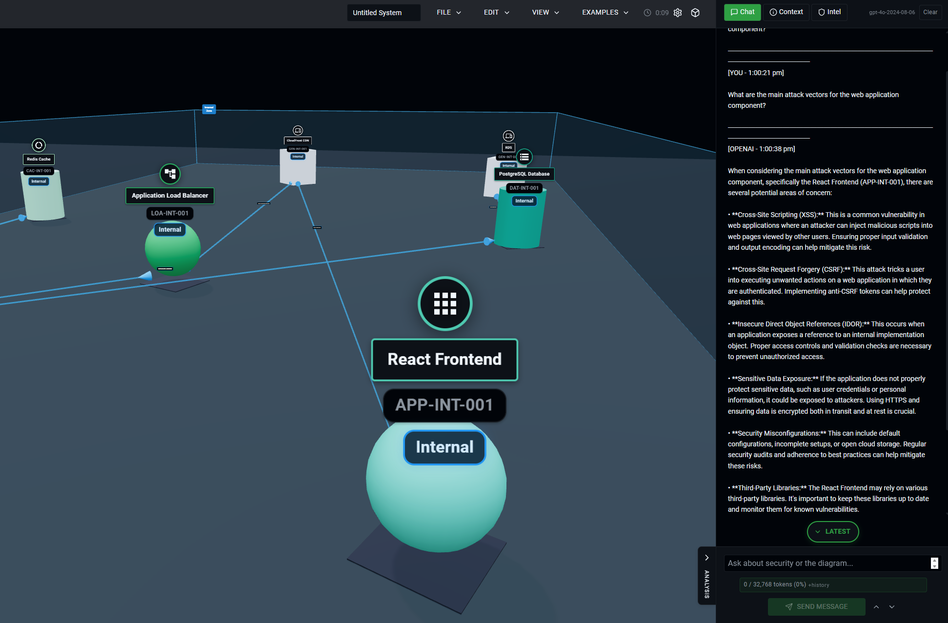 AI chat interface for security analysis