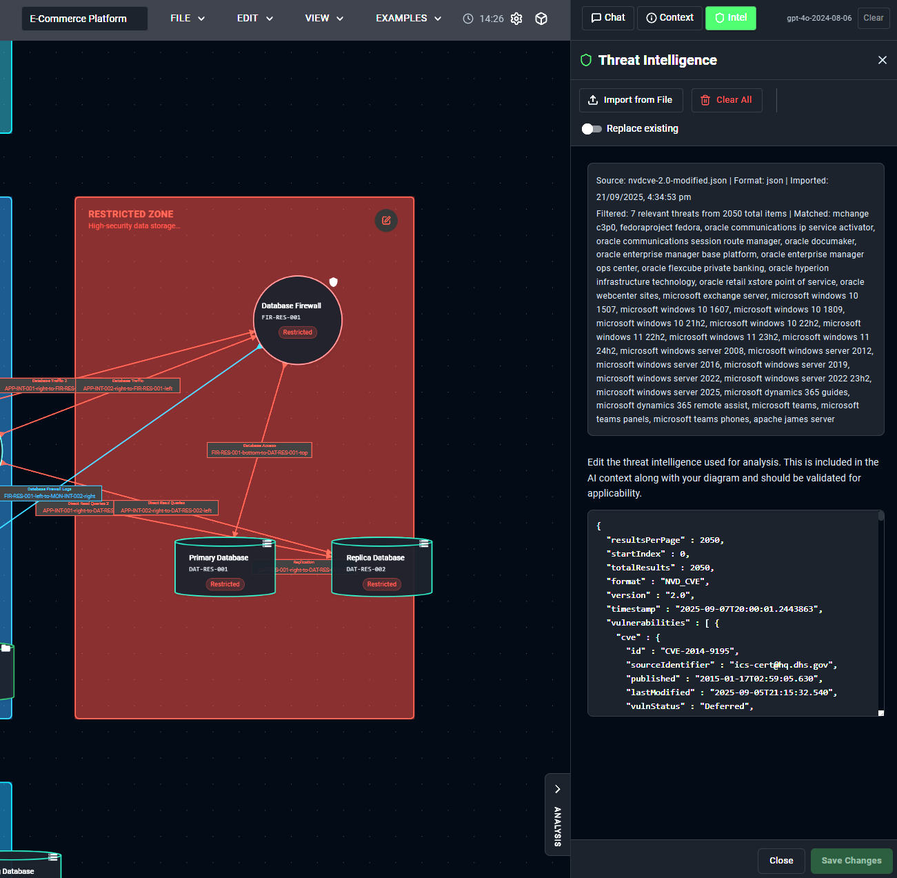 Threat intelligence context import panel